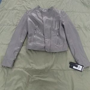 Asymmetrical leather jacket